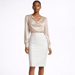 Giorgio Armani white draped midi pencil skirt size 46